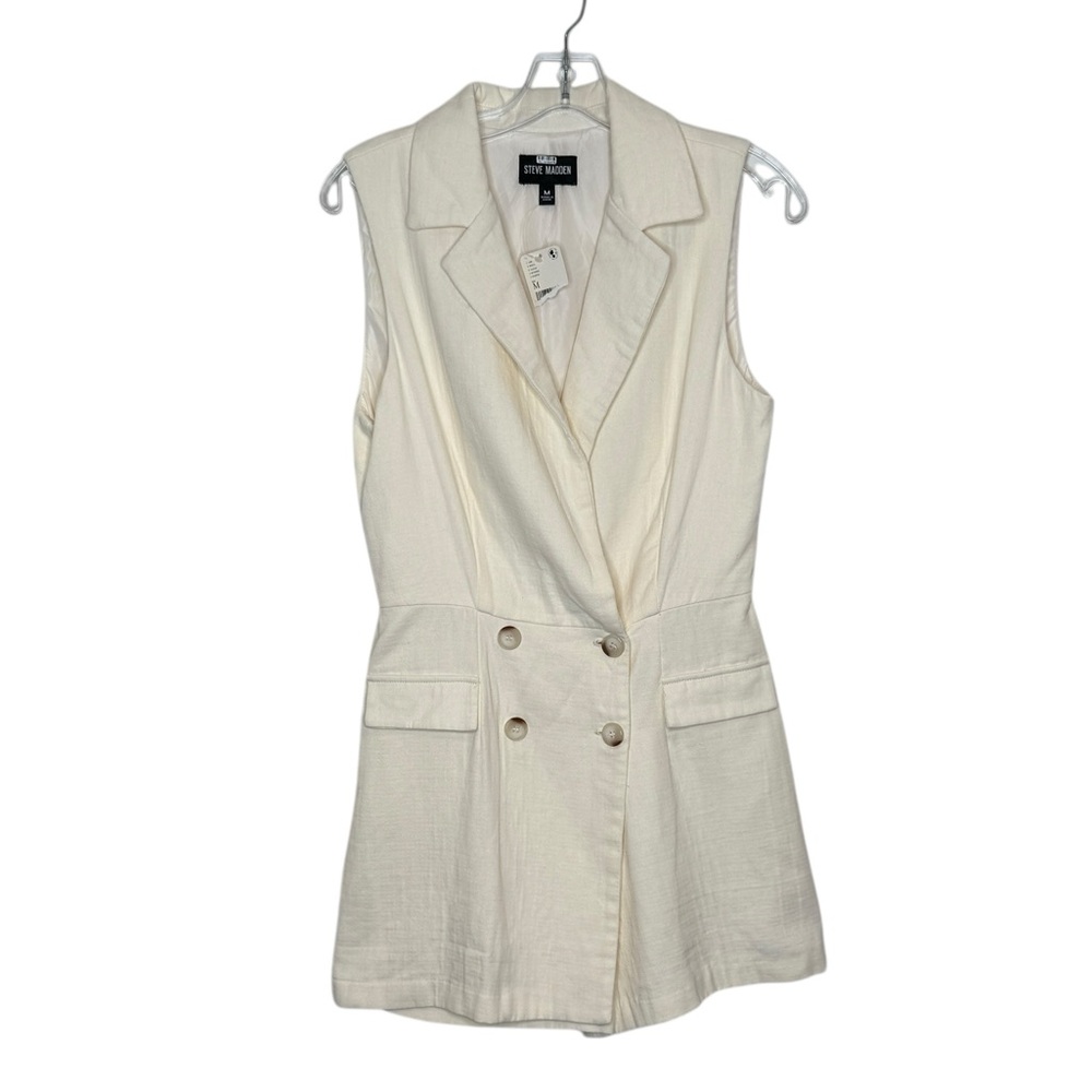 Anthro Revolve Paris Double Breasted Blazer Sleeveless Romper Ivory Medium - Picture 3 of 8